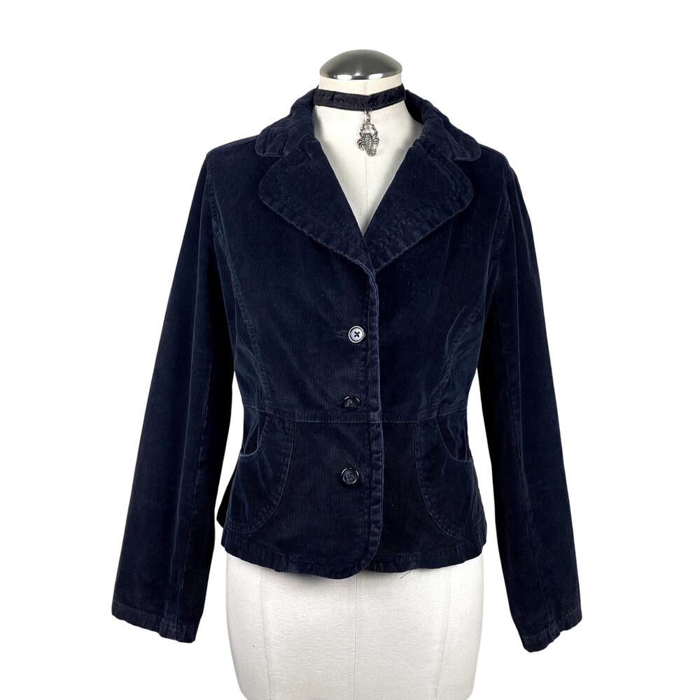 St. John's Bay Black Corduroy Aacademia Office Siren Gothic Whimsigoth Blazer PS